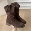 Botas apiladas de gamuza de moda para mujer, nuevo estilo otoño 2026, botines cortos Maillard, versión coreana casual para viajar, botas Martin