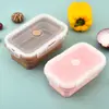 Caja de almuerzo plegable de silicona para fabricantes, lonchera portátil para estudiantes, lonchera cuadrada, caja de almacenamiento para refrigerador, caja para conservar la frescura, venta al por mayor