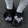 Nuevos Zapatos de Agujeros Fauvismo Accesorios DIY Creativo Tridimensional Nacarado Perla Flor Flor Negra Hebilla de Zapato Desmontable