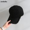 Nueva Gorra de Bufón Estilo Coreano para Mujer Otoño e Invierno Lana de Cordero Color Sólido Cálida Gorra de Béisbol Visera Curva Moda Tendencia