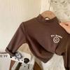 Camiseta básica de cuello alto para niños De Rong, combinable con todo, ropa para niños de primavera y otoño, camiseta de manga larga para niños divertida y linda para otoño e invierno