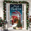 Cubierta de Puerta de Tela Elástica Cubierta de Puerta de Navidad Alegre Transfronteriza Tapiz Fondo de Tela de Regalo de Papá Noel para Fiesta Festiva