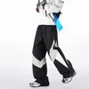 Pantalones Cargo de Color Bloque Estilo Americano para Hombre, para Comercio Exterior Transfronterizo, Temporada de Primavera y Otoño, Senderismo al Aire Libre, Corte Holgado Recto, Modernos, Versátiles, Pantalones Deportivos