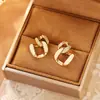 Aretes de Concha Rota con Circonita Geométrica, Pendientes de Circonita Retro Personalizados de Alta Gama para Otoño e Invierno, Pendientes de Moda con Diseño de Nicho