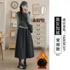 Meia Saia de Lã Feminina Outono Inverno Tamanho Plus Size Meninas Cheinhas Emagrecedora Corpo Pera Saia Evasê Midi Saia Botão