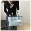 Bolso de Mano Informal para Viajes Diarios, Bolsa Tote de Gran Capacidad, Bolso de Hombro Personalizado de Moda Tendencia, Bolsa Tote Rayada Bordada