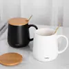 Taza de café simple con tapa y cuchara taza de cerámica para pareja taza de agua taza de té de oficina para mujer para el hogar de hombre
