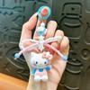 Llavero creativo con forma de gato y lazo, bonito colgante para bolso de corazón de niña, llavero de coche, regalo en lote
