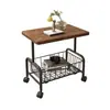 Carrinho de Armazenamento Sala de Estar Prateleira com Rodas Mesa de Cabeceira de Chão Mesa Lateral Móvel para Sofá Mesa de Centro Pequena com Rodas