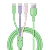Cable de datos trenzado Baitong macaron uno a tres adecuado para cable de carga de iPhone tres en uno Carga rápida TipoC