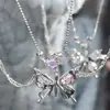 Collar de Mariposa de Doble Capa para Mujer, Mismo Estilo que en Xiaohongshu, Estilo Ins de Lujo Ligero de Nicho, Estilo Punk Cool de Gama Alta para Chicas a la Moda