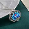 Collar con colgante de candado de paz con sutra del corazón de loto de marea nacional Ruyi, colgante artístico de cloisonné de estilo étnico retro auspicioso para mujer