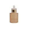 Frasco vazio transparente tipo pump para essência de skincare, frasco de óleo essencial marrom de fundo grosso de alta qualidade de 30ml para cuidados com o cabelo