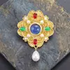 Broche Colgante de Perla de Vidrio Colorido Estilo Palacio Retro Insignia de Ramillete de Lujo Elegante para Traje de Hombres y Mujeres