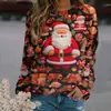 Sudadera Nueva Transfronteriza Europea y Americana Otoño e Invierno 2025 Estampado 3D Moda Navideña para Mujer Tendencia Cuello Redondo Casual