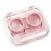 Estojo para lentes de contato, estojo colorido para lentes, caixa de armazenamento portátil, múltiplos pares, design simples e minimalista, toque de alta qualidade, auxílio para inserção de lentes, formato do olho