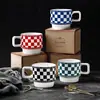 Taza de Cerámica Apilable con Funda Personalizada Taza Pequeña para Agua Café Leche Regalo Asa Cuadrada Liling