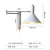 Lámpara de pared móvil de brazo largo extensible de estilo Bauhaus medieval italiano, lámpara de dormitorio de estudio de fotografía plegable retro