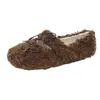 Abrigo plano y versátil para otoño e invierno, zapatos de algodón para mujer con punta poco profunda, estilo dulce nuevo, mocasines forrados de felpa, cálidos 2026