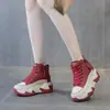 Novedad Primavera 2026 Zapatos de Plataforma para Mujer 677 de Punta Redonda, Caña Media, Tacón Oculto, Cordones Frontales, Patchwork, Suela Gruesa, Ligeros, Estilo Sencillo