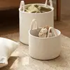 Cesta para Ropa Sucia de Cuerda de Algodón Tejida con Asas Cesta de Almacenamiento de Ropa Cubo de Almacenamiento para Peluches Cesta de Almacenamiento Cesto de Lavandería