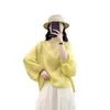 Verão Novo Estilo Cor Sólida Gola Redonda Manga Lanterna Algodão e Linho Manga Três Quartos Top, Solto e Confortável Fino Feminino Roupa Feita Sob Medida