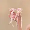 Pinza para el pelo de lirio del valle con lazo de cinta de estilo francés atmosférico Accesorio para el pelo de cinta de princesa Súper etéreo Suave Dulce Pinza para el pelo semi-recogido
