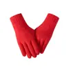 Guantes de cuadros de color sólido transfronterizos para hombres y mujeres, cálidos de invierno, forrados de felpa, tejido grueso tipo lana, pantalla táctil, guantes de alta gama