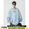 Sudadera con capucha tie-dye azul bordada estilo americano para calle, otoño para hombre estilo retro, chaqueta hoodie fresca y deportiva