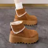 Botas de Nieve Gruesas para Mujer que Aumentan la Altura 2026 Otoño/Invierno Nuevas Botas Cortas con Puño de Gamuza Cremallera Botas Martin Versátiles para Mujeres Bajitas
