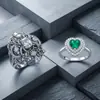 Anillo de Esmeralda Natural Transfronterizo de Amazon Plata S925 Piedra Principal 6*6 Joyería de Lujo Venta Directa de Fábrica