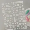 Adesivos de Unha Coração de Renda Branca Transfronteiriços Borda de Renda 3D Coração Adesivos de Unha DIY Em relevo Estilo Ca