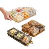 Plato de fruta de lujo ligero, mesa de centro para sala de estar, caja de dulces de vidrio para el hogar, nueva caja de almacenamiento de refrigerios con compartimento, plato de semillas de melón y frutas secas