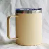 Taza con Asa Transfronteriza de 12 oz Taza Térmica de Acero Inoxidable 304 con Asa Tapa Portátil Taza de Oficina para Cerveza
