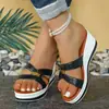 Comercio Exterior Talla Grande 2025 Nuevo Estilo Chanclas Primavera y Verano Nuevas Sandalias de Cuña Boca de Pez para Mujer Moda Europea y Americana