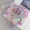 Bolsa autosellable Rainbow Iris, transparente con láser, para empaquetar aretes, joyas, maquillaje de belleza, bolsa sellada de plástico colorida.