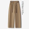 Pantalones Casuales Blancos de Pierna Ancha para Mujer 2025 Primavera y Otoño Nuevo Diseño Cinta Cintura Alta Traje Perezoso Pantalones Rectos