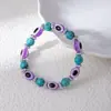 Pulseira Vintage Colorida Feita à Mão com Contas Turquesa Olho de Diabo Pulseira Elástica de Contas Olho da Moda Personalizada