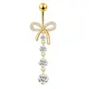 Set de 5 piezas de acero inoxidable transfronterizo para ombligo, moño simple incrustado con circonita, corazón de melocotón, joyería sexy para piercing, venta al por mayor