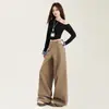 Pantalones casuales Melard para mujer, primavera y otoño, sueltos, de pierna recta, fluidos, modernos, de longitud completa, de pierna ancha, pantalones largos color caqui