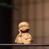 Cuatro Monjes Pequeños de Madera de Tuya Adornos de Mano, Cuatro Monjes Pequeños Que No Escuchan, No Hablan, No Miran, No Se Mueven, Adornos para Oficina en Casa