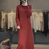 Vestido elegante de mujer de estilo coreano con solapa de ganchillo y hebilla, vestido de punto de lana elegante para ir al trabajo y adelgazar.