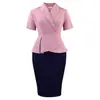 D3363 Vestido Africano Bodycon Elegante Color-Blocked de Verão 2026 com Manga Curta e Babados para Mulheres Plus Size