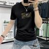 Camiseta de manga corta para hombre, estilo explosivo, nueva moda de verano 2025, informal, combinable, con cuello redondo y media manga, de calidad.