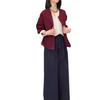 24806 Da Ai Mei Yi Yuan 2026 Otoño Nuevo Estilo Coreano Holgado Manga Larga Falso Dos Piezas Top Casual Pantalones de Pierna Ancha para Mujer
