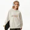 Sudadera de Algodón Pesado para Parejas, Corte Holgado, Cuello Redondo, Sin Capucha, Pulóver, Versátil, Cálida, Prenda Superior Estampada para Otoño e Invierno