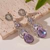 Pendientes Colgantes Ovalados Super Brillantes de Estilo Lujo Ligero Incrustados con Diamantes, Estilo Corte Francés, Pendientes de Nicho de Gama Alta para Mujeres