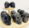 Venda Quente Transfronteiriça Escultura de Caveira de Cristal Natural Pedra Semi-Preciosa Caveira Decoração de Mesa de Halloween Enfeites Atacado