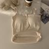9674#2023 Outono Spice Girls usar mangas base Camisole colete com almofada peito e top curto