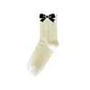 Calcetines con Lazos de Corazón para Mujer, Calcetines de Algodón Puro de Media Pantorrilla para Primavera y Otoño, Lindos Calcetines Lolita para Dama para Otoño e Invierno, Calcetines Zhuji